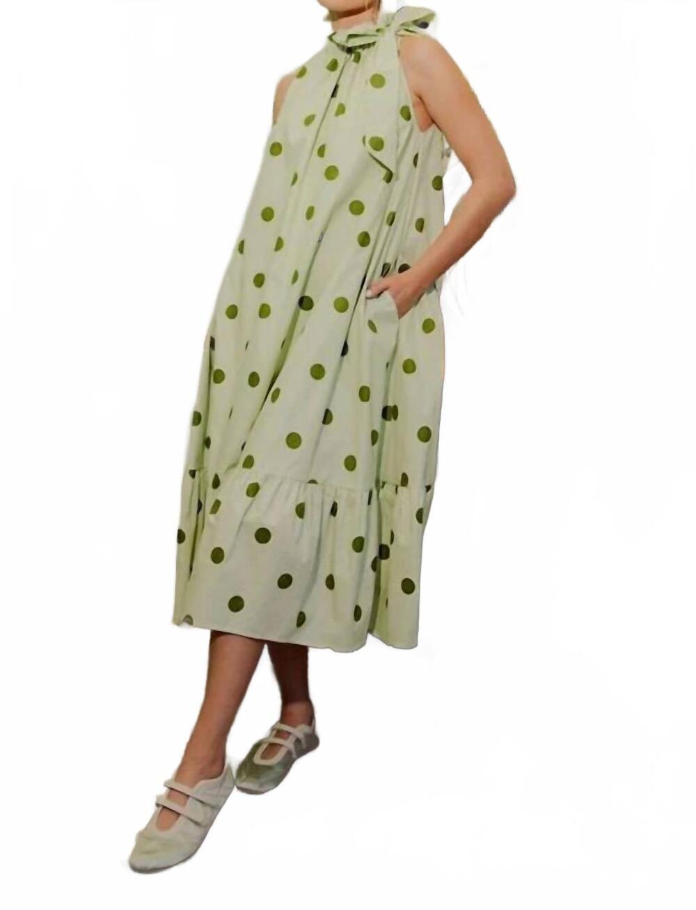 NEW GLAM polka dot midi dress in green